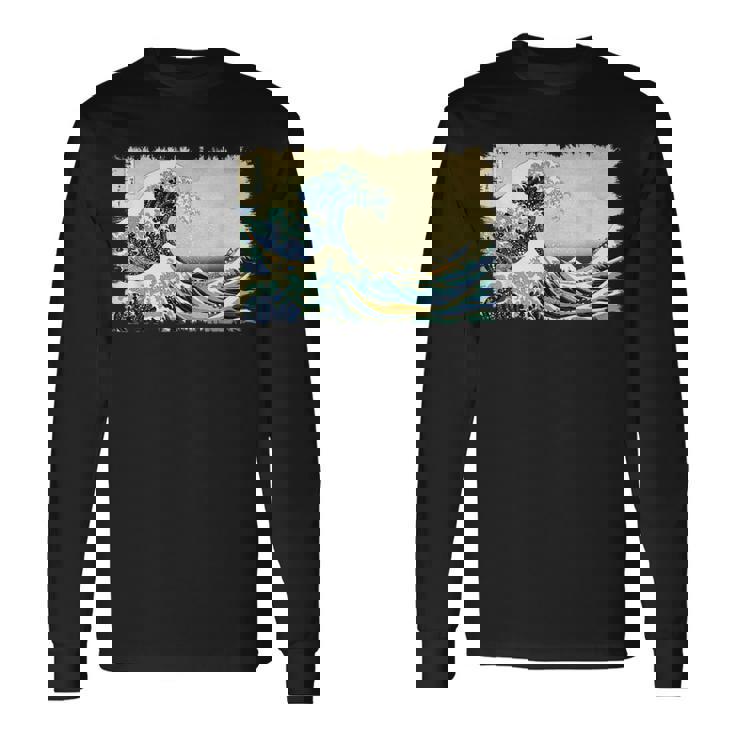 グレートウェーブ 葛飾北斎 名物 ヴィンテージアート おしゃれ 長袖Tシャツ