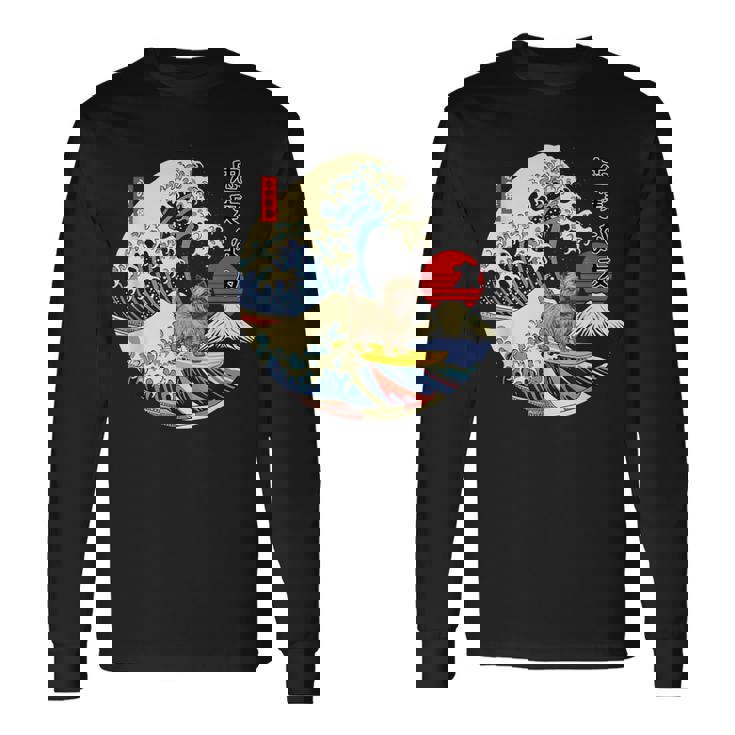 ケアンテリア 日本の神奈川波 サーフ 忠実な犬 長袖Tシャツ