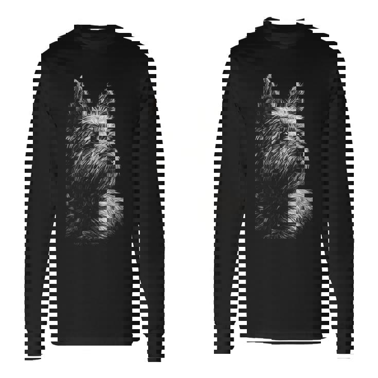 ケアンテリア 犬モチーフ ペットアート ケアンテリア 長袖Tシャツ