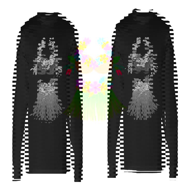 ココナッツブラ レイ 花 草 スカート フラ パーティー ハロウィン 長袖Tシャツ