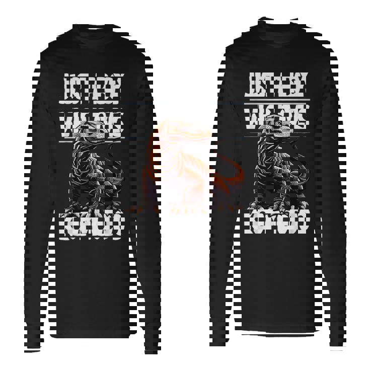 コモドドラゴンを愛するただの少年 男の子 キッズ 長袖Tシャツ ギフトのアイデア