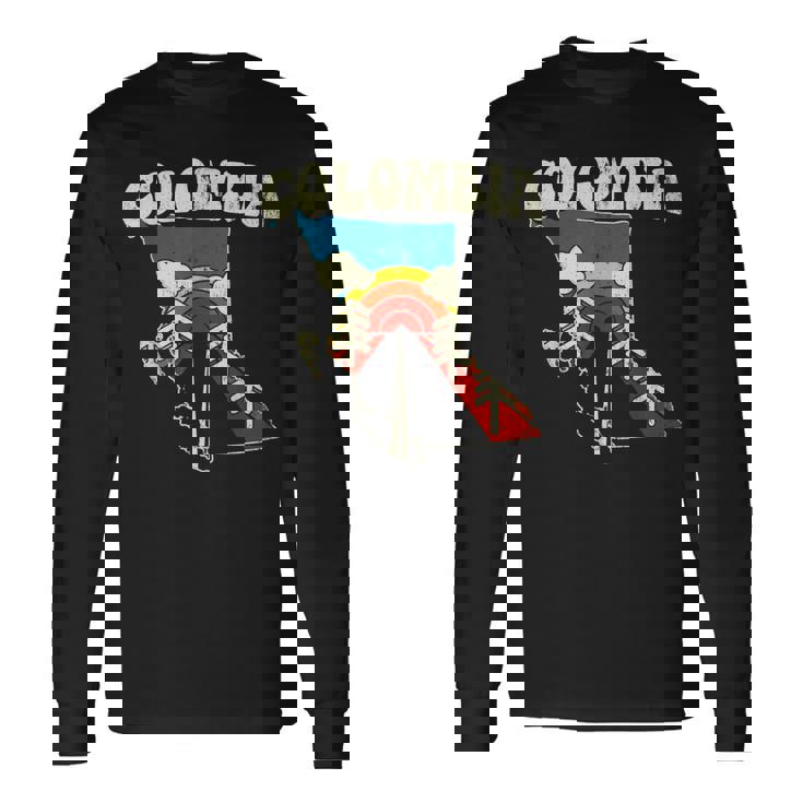 コロンビア ビンテージ コロンビアン カントリー レインボー レトロ 70年代地図 長袖Tシャツ