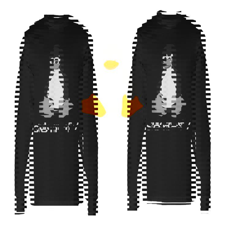 コンピューター -Udo Rm -Rf Tux Linux ペンギン プログラマー 長袖Tシャツ