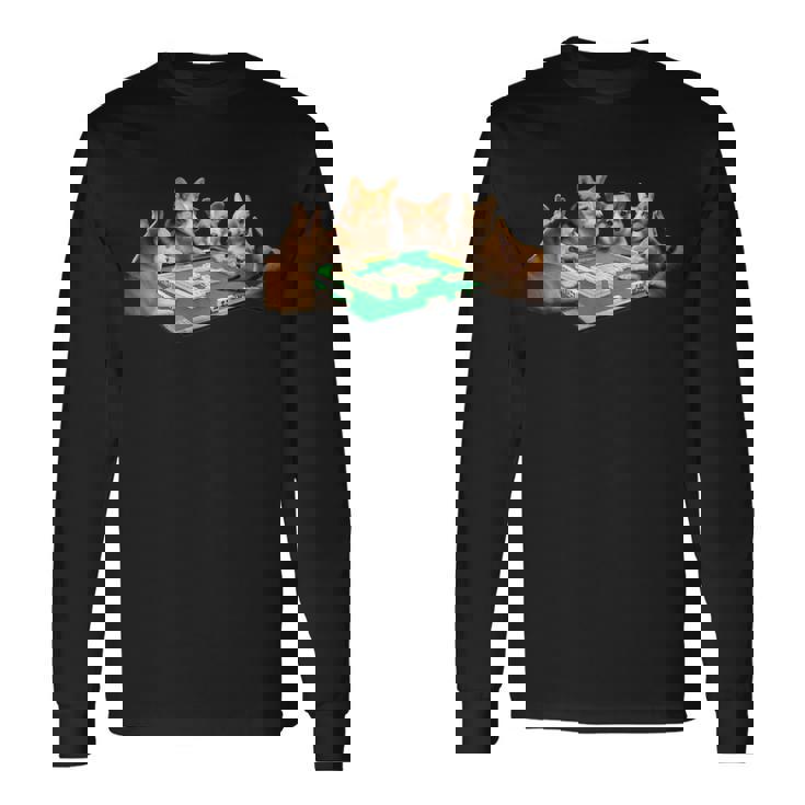 コーギー イヌ 麻雀 面白いtシャツ 犬 文字入り メンズ おもしろ 面白い 服 おもしろグッズ ネタ 雀士 長袖Tシャツ