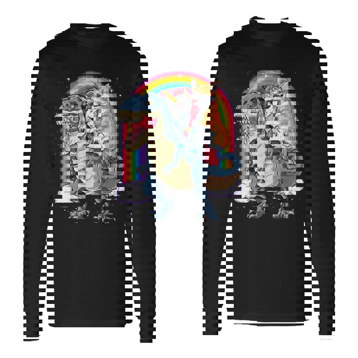 コーギー ユニコーン 恐竜 レックス キッズ ガールズ レインボー ギフト 長袖Tシャツ