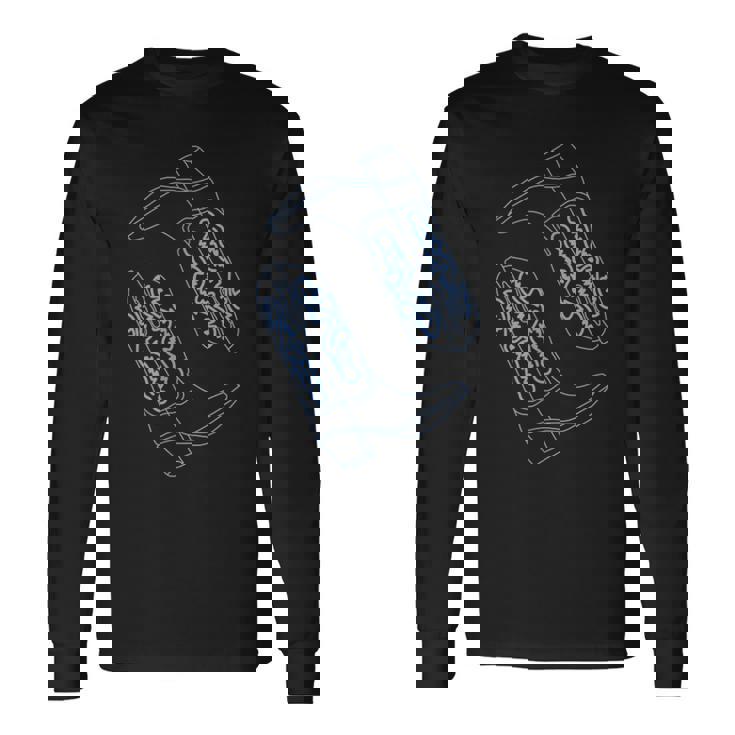 コースタル カウガール ブルー カウボーイブーツ コケット ウエスタン 長袖Tシャツ