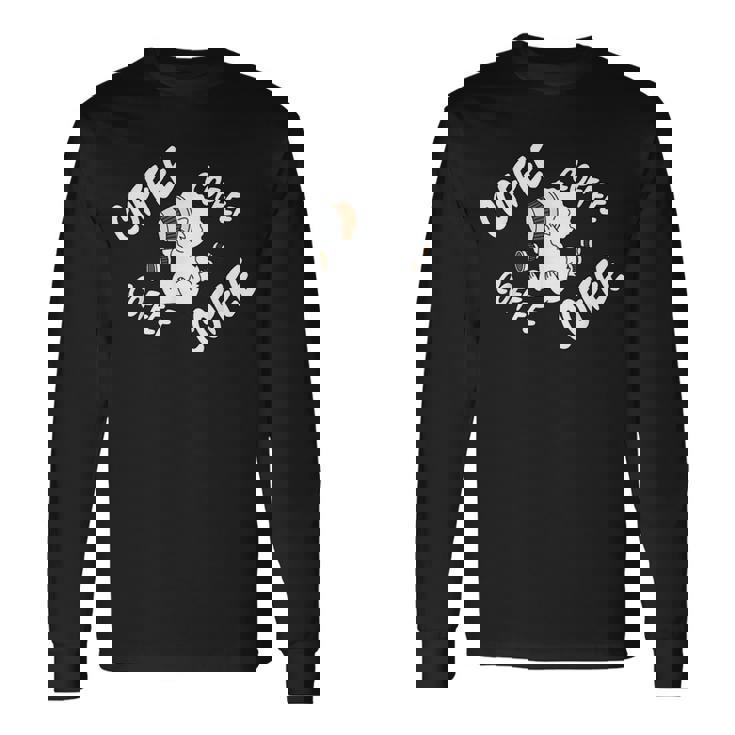 コーヒー ビション・フリーゼ 犬 長袖Tシャツ