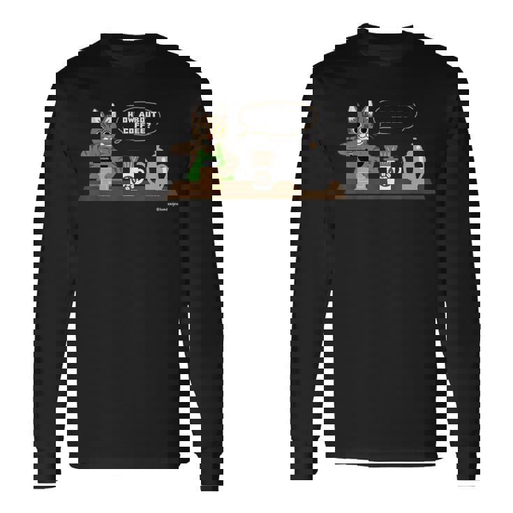 コーヒーいかが？ 猫 コーヒー 長袖Tシャツ