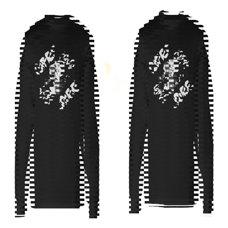 コーヒーオールド・イングリッシュ・シープドッグ犬 長袖Tシャツ