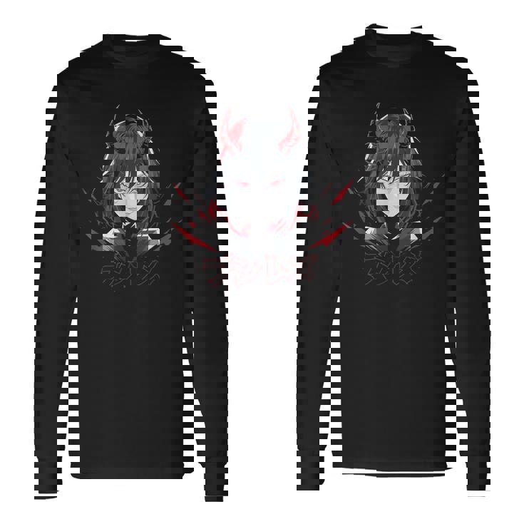 ゴシック アニメ 鬼 わいふ かわいい 日本 漫画 ヴェイパーウェーブ 長袖Tシャツ