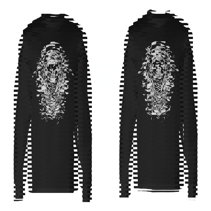 ゴシック 耽美 スケルトン グランジ オカルト Y2k ゴス ハロウィーン 長袖Tシャツ