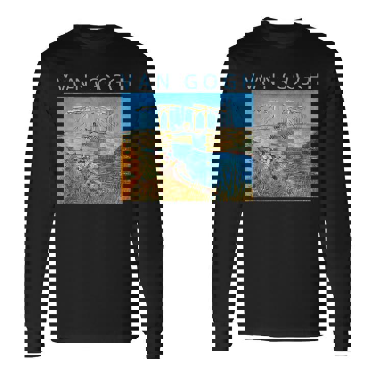 ゴッホ 面白いtシャツ アート アルルの跳ね橋 印象派 絵画 メンズ レディース 面白い 服 美術 油彩画 長袖Tシャツ