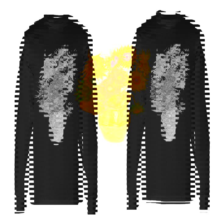 ゴッホのひまわりの現代美術の絵画 長袖Tシャツ