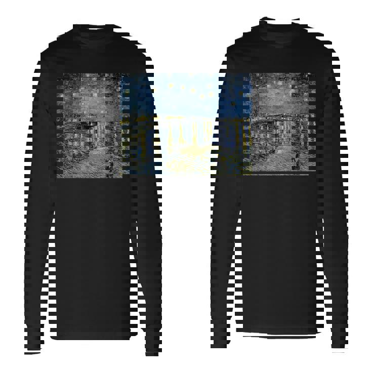 ゴッホ／ローヌ川の星月夜【世界の名画】（高精細画質）フィンセント・ファン・ゴッホ Gogh 美術館アート 長袖Tシャツ ギフトのアイデア