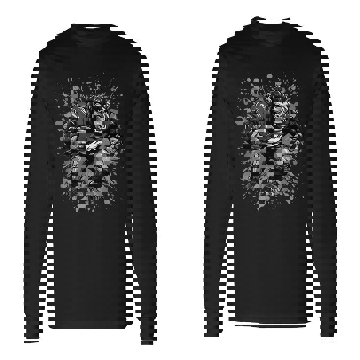 ゴリラ アメフトスポーツ 長袖Tシャツ