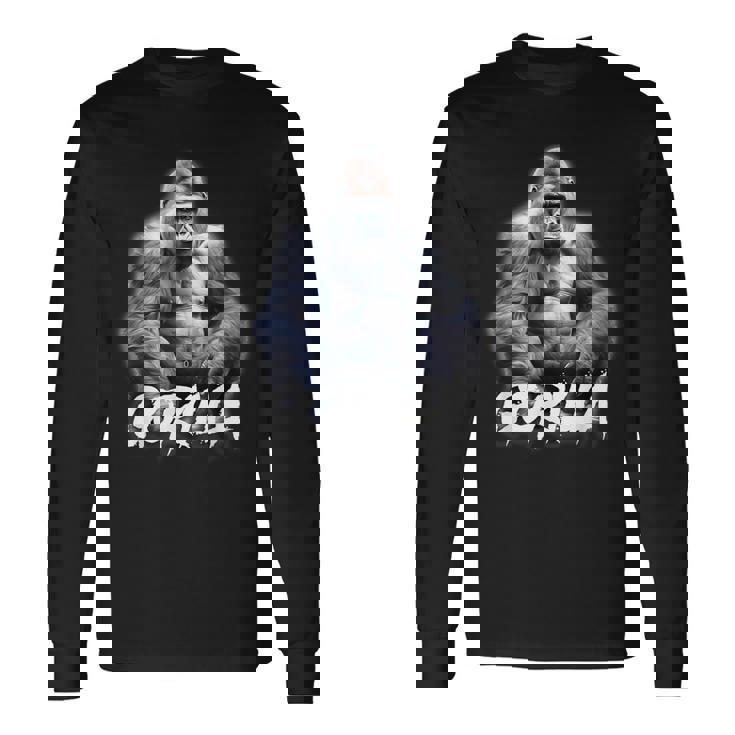 ゴリラ×シルバーバックゴリラ霊長類 長袖Tシャツ
