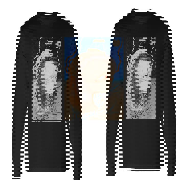 ゴースト 亡霊 霊魂 ファントム 葛飾北斎 日本美術 ハロウィン 妖怪 提灯お岩 百物語 お岩さん 百物語 長袖Tシャツ