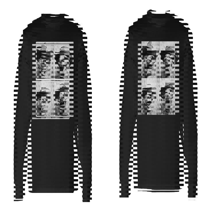 ゴールデンレトリバー カウボーイハット フォトブース セルフィー おもしろ犬 長袖Tシャツ