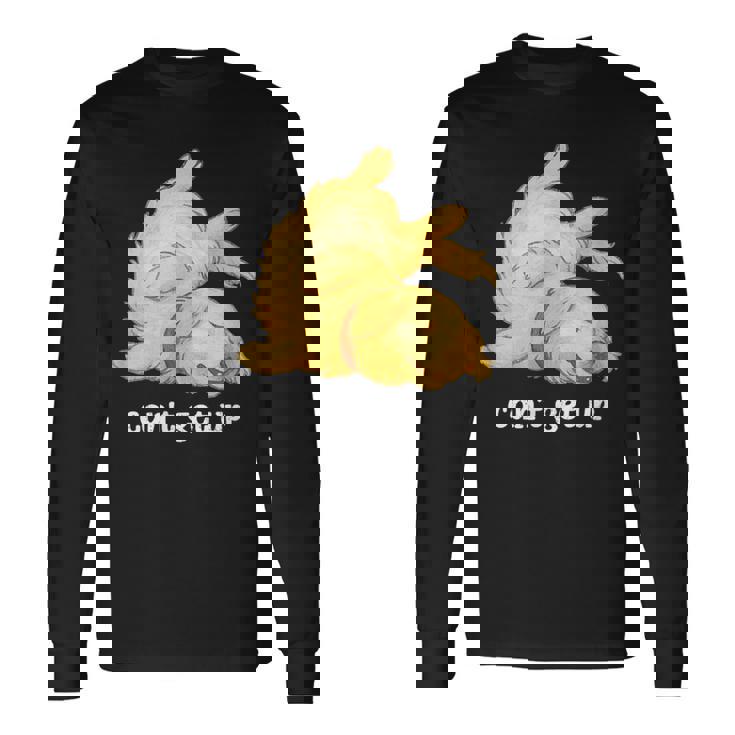 ゴールデンレトリバー ゴールデン 犬 Can't Get Up かわいい やる気スイッチ故障中 水彩 おもしろ 犬好き 長袖Tシャツ