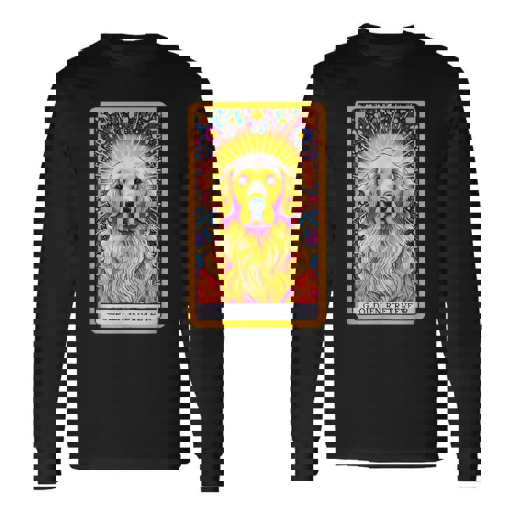 ゴールデンレトリバー 面白いtシャツ 犬 タロット カード メンズ 子供 おもしろ 服 グッズ ネタ わんこ 長袖Tシャツ