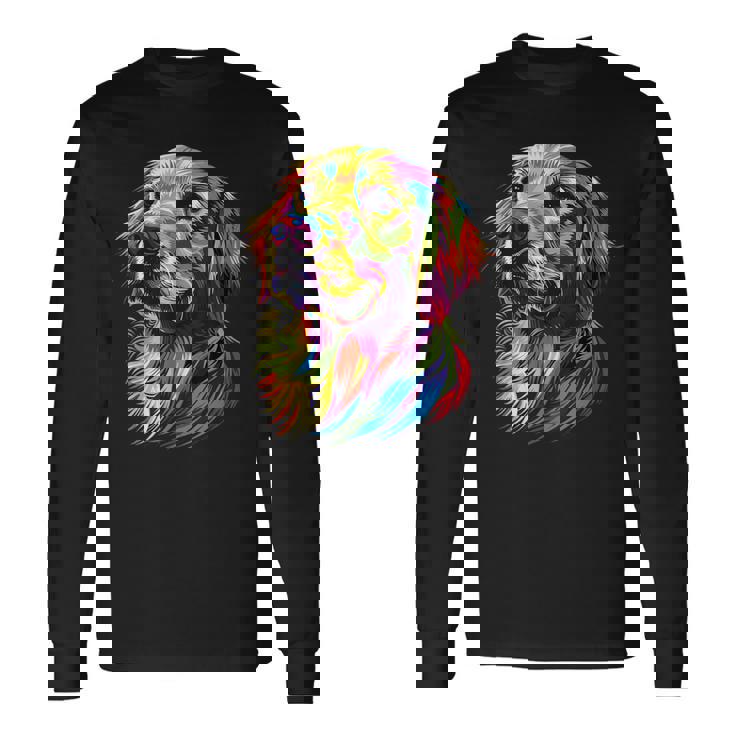 ゴールデン・レトリーバー 犬 カラフル ポップアート 犬好き 長袖Tシャツ