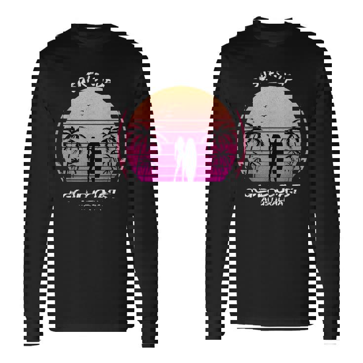 ゴールドコースト クイーンズランド州 オーストラリア サーフィン ギフト ヤシの木 スポーツ お土産 長袖Tシャツ