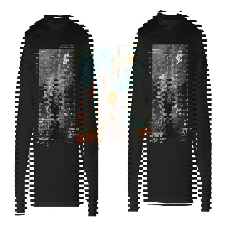 サイバーパンク の 都会 の 日本の ヴェイパーウェーブ の レトロ フューチャー 長袖Tシャツ