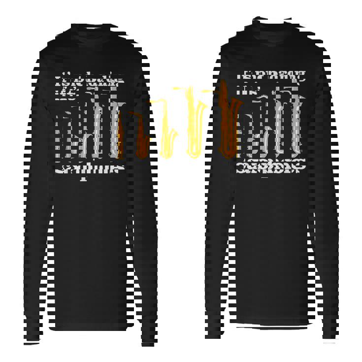 サックス奏者のための面白いサックスミームまたはサックスジョーク 「Axophone Joke 」 長袖Tシャツ