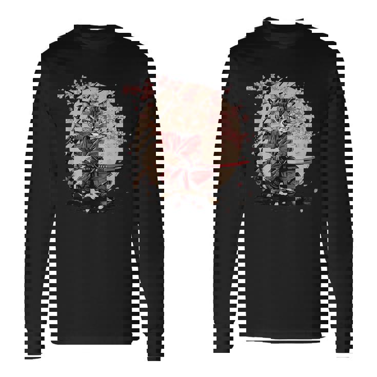 サムライキャット 日本戦士 サクラツリー 日本忍者 猫 長袖Tシャツ