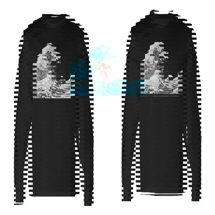 サムライサーフィン神奈川大波-クールサーファー 長袖Tシャツ