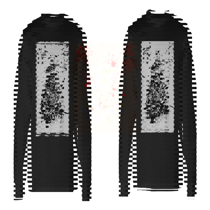 サムライ戦士 カエル グラフィック カッコいい 日本美術 カエル 長袖Tシャツ