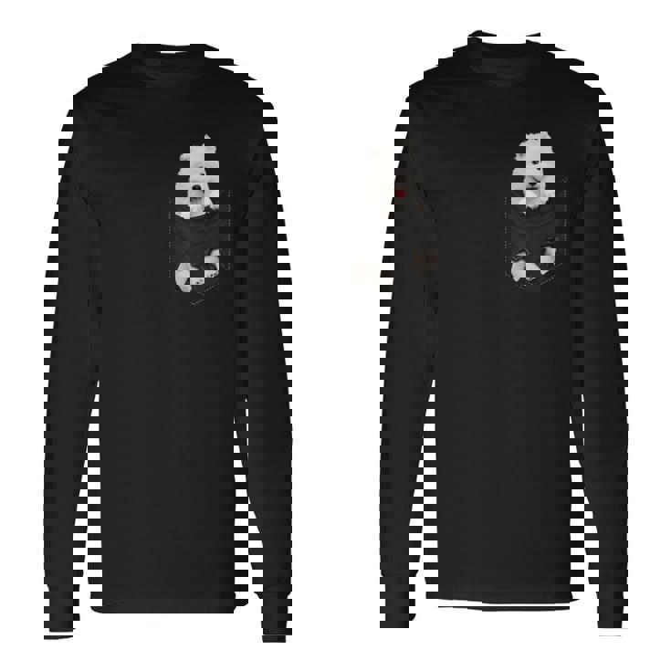 サモエド愛好家のための面白いサモエドをポケットに入れました 長袖Tシャツ