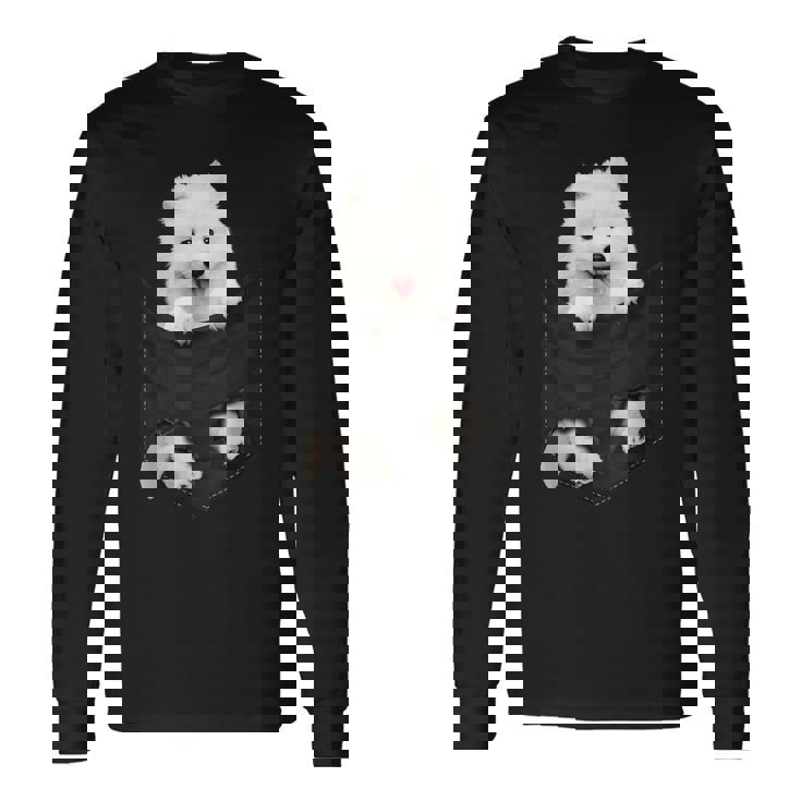 サモエド犬愛好家のためのポケットの中の面白いサモエド 長袖Tシャツ ギフトのアイデア