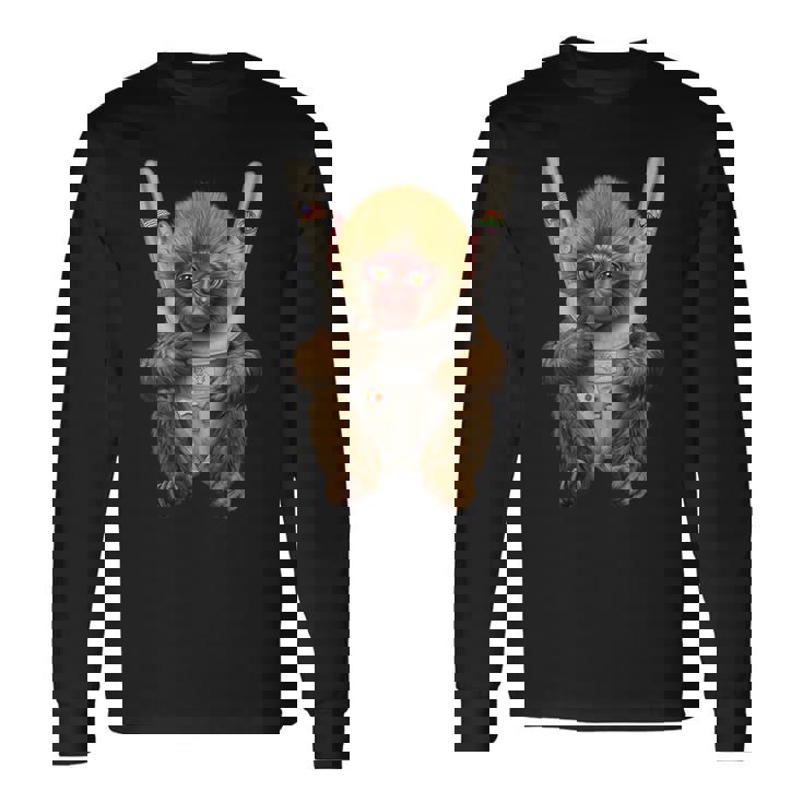 サル 猿 ニホンザル 抱っこ 抱っこ紐 長袖Tシャツ