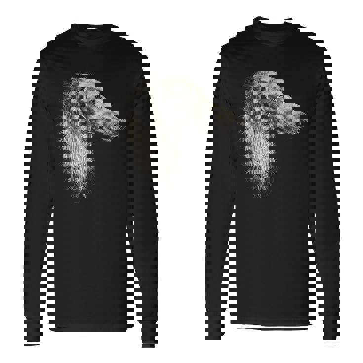 サルーキ 犬 モチーフ ペットアート サルーキ 長袖Tシャツ