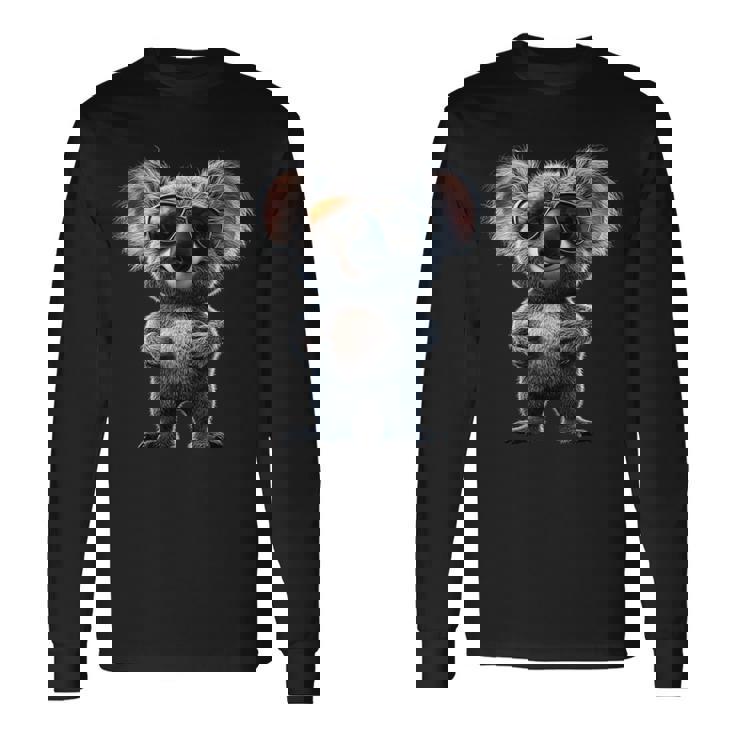 サングラスをかけたコアラ オーストラリア コアラ クマ かわいい コアラクマ 長袖Tシャツ