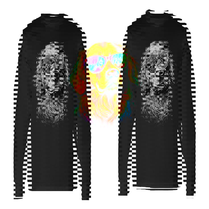 サングラスをかけたゴールデン・レトリーバー 犬が大好き 長袖Tシャツ