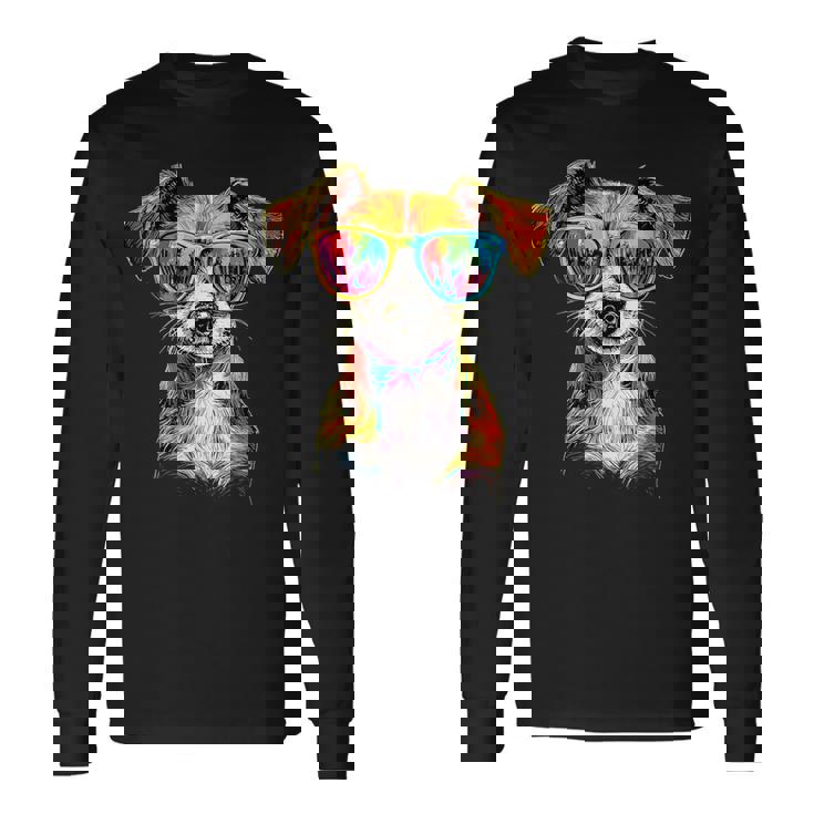 サングラスをかけたジャック・ラッセル・テリア ジャック・ラッセル愛好家 長袖Tシャツ
