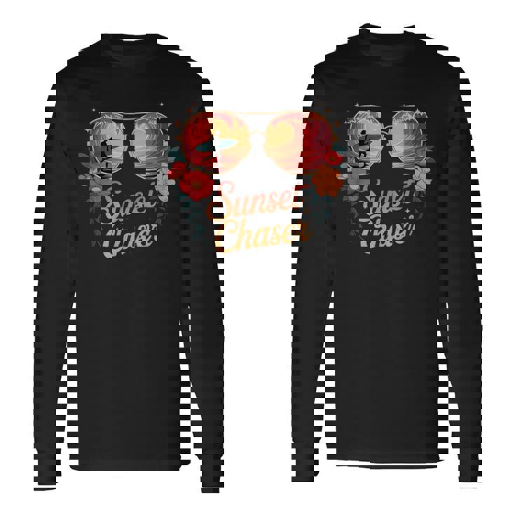 サンセット チェイサー サーフィン トロピカル バイブ 長袖Tシャツ