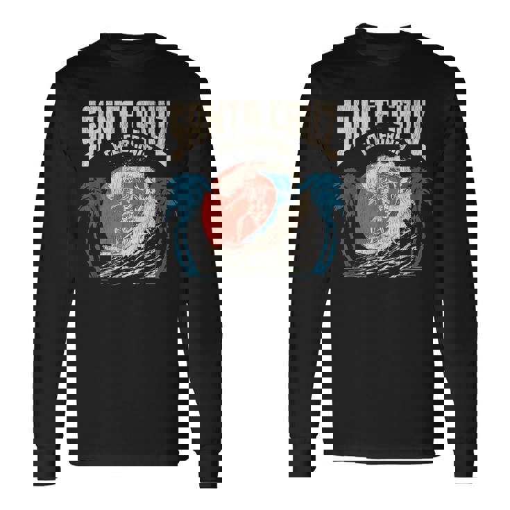 サンタクルーズ カリフォルニア サーフィン スケルトンデザイン サーファー向け 長袖Tシャツ