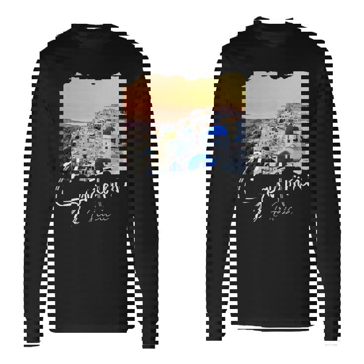 サントリーニ ギリシャ絵画 サントリーニ 長袖Tシャツ