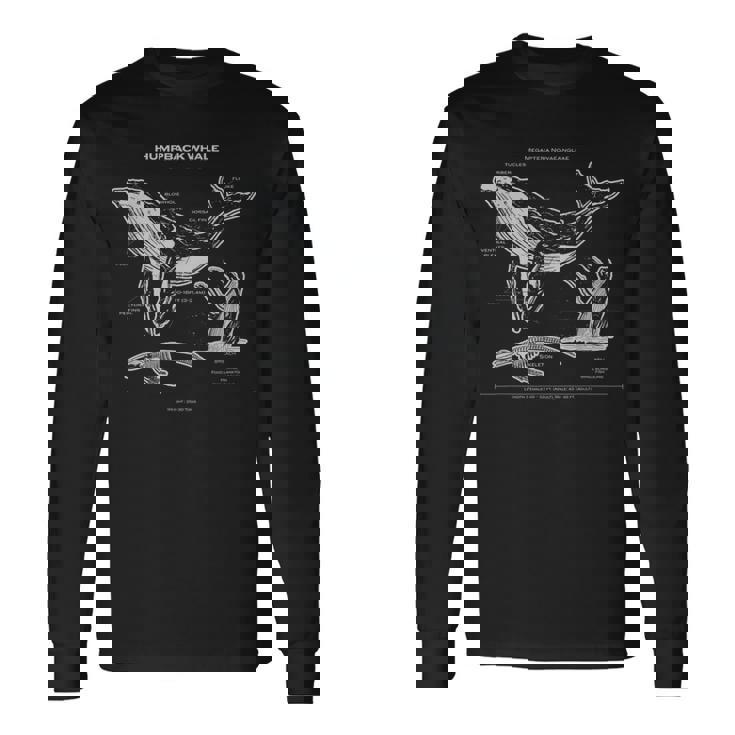 ザトウクジラの解剖学アパレルクジラ航海 長袖Tシャツ