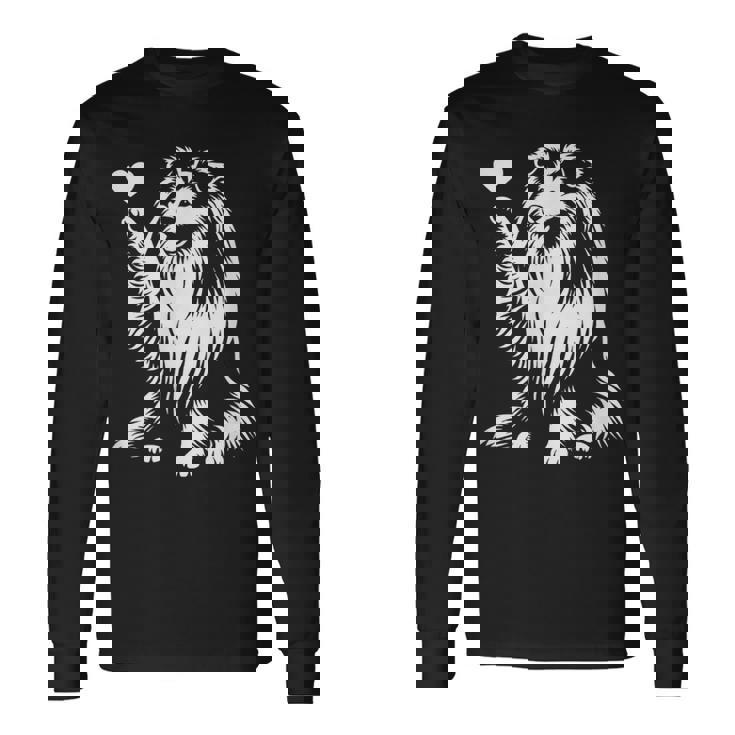 シェットランド・シープドッグ お座り犬 ハート シェルティ グラフィック デザイン 長袖Tシャツ ギフトのアイデア