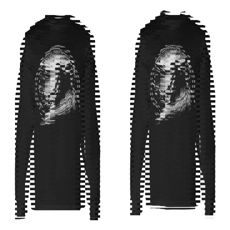 シェットランド・シープドッグ犬シーン シェルティ グラフィック アート デザイン 長袖Tシャツ