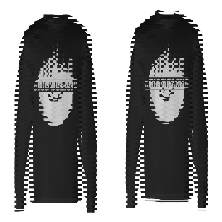 シカゴハウスミュージックシカゴスカイライン Edm Dj シカゴハウス 長袖Tシャツ