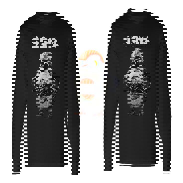 シグマ イタリアン ブレイン ミーム ペンギン 寿司 サーモン ユース キッズ 長袖Tシャツ