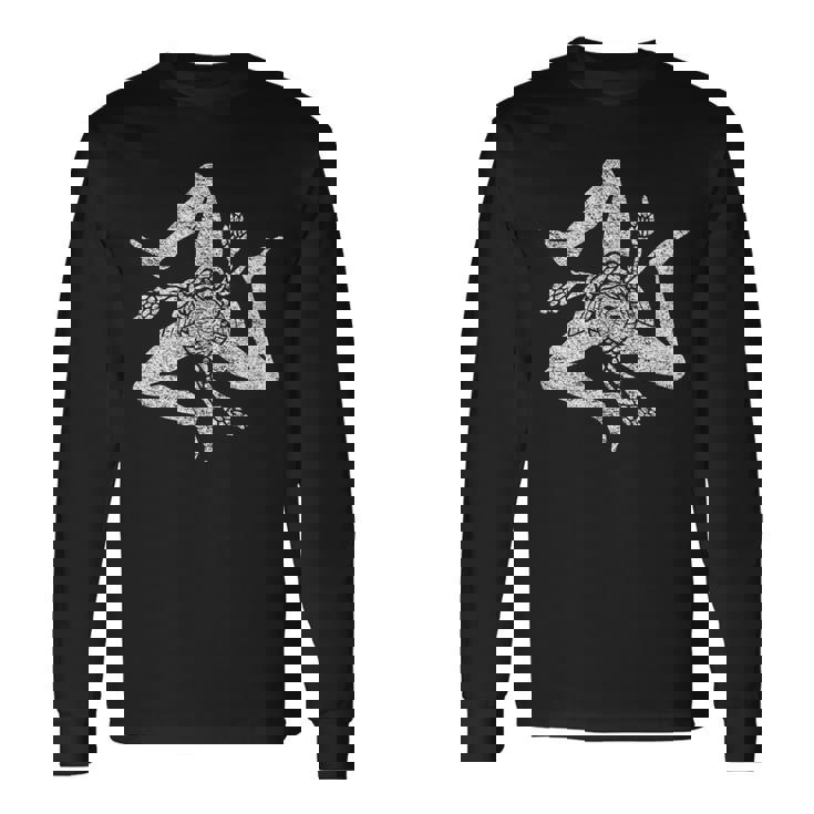 シチリア イタリア 旗 トリスケリオン シチリア パレルモ 地中海 長袖Tシャツ