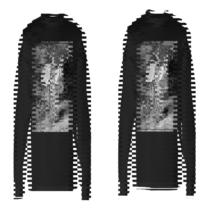 シナイ山から降りてくるモーゼ ギュスターヴ・ドーレ 聖書芸術 長袖Tシャツ