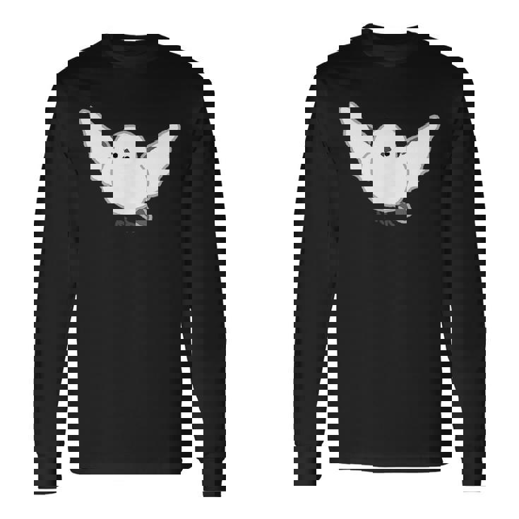 シマエナガ 翼を広げて飛ぶ しまえなが デフォルメ 長袖Tシャツ