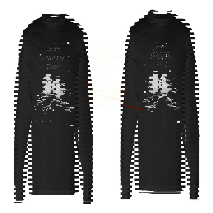 シマエナガ 雪の妖精 北海道 日本の野鳥 長袖Tシャツ